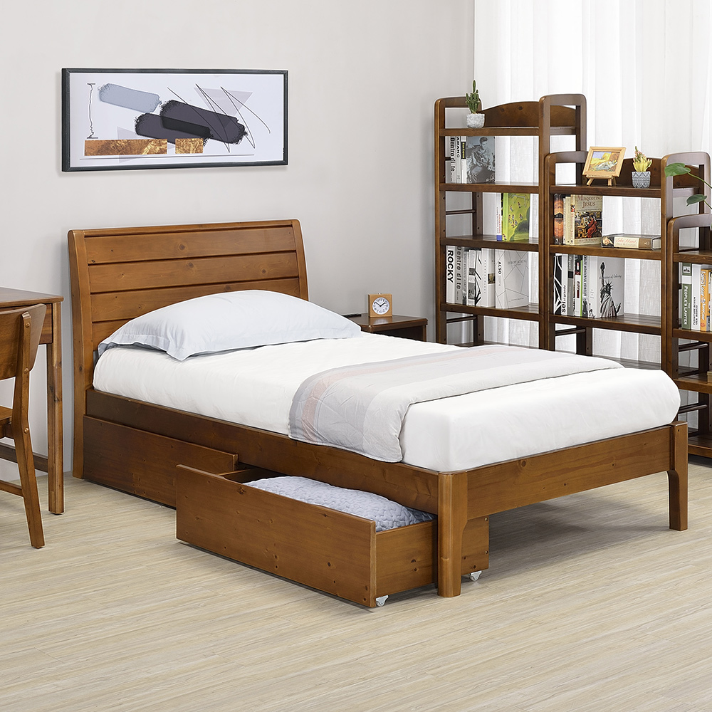 Boden-歐利3.5尺單人實木床架/床組-收納抽屜型