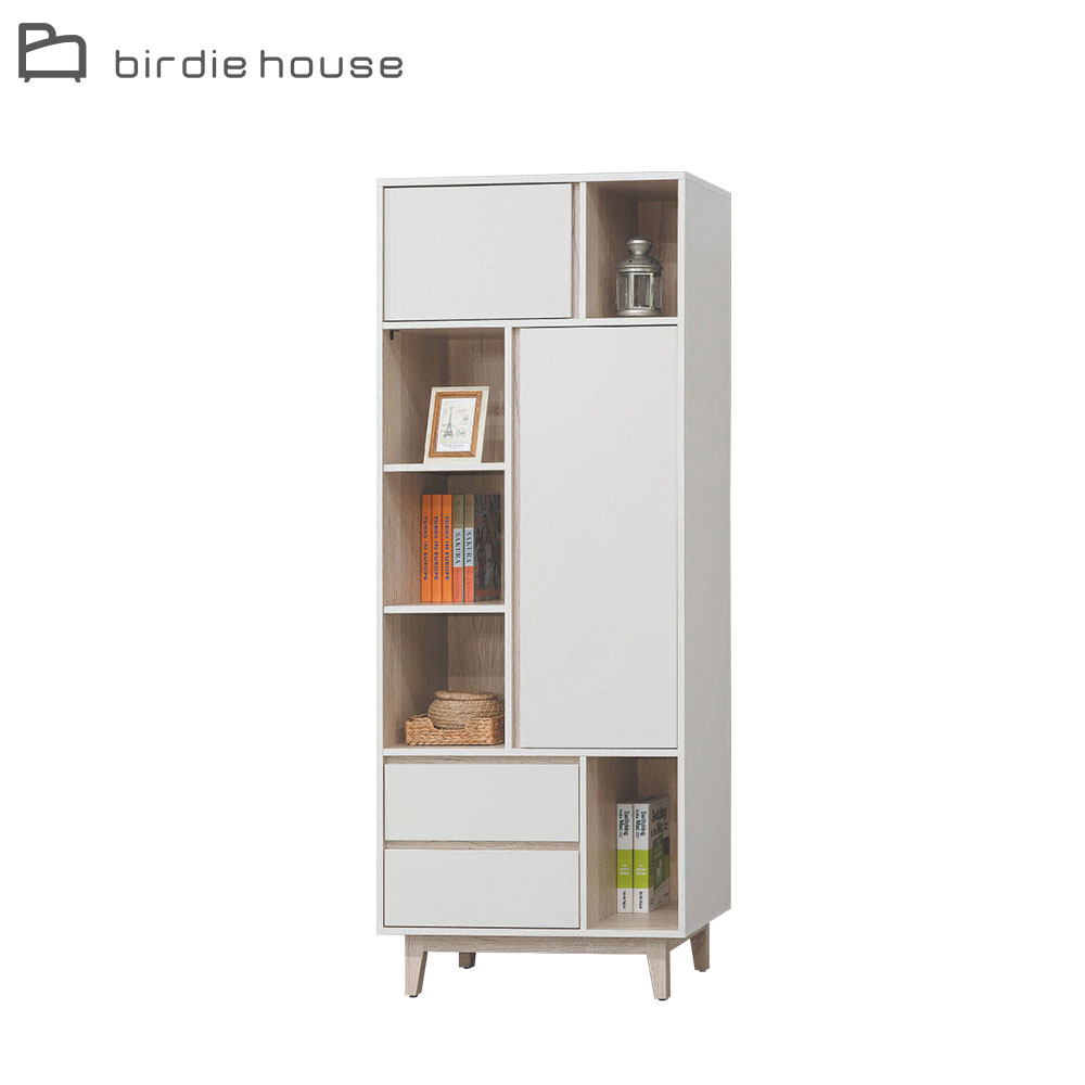 Birdie-賴森2.6尺二門二抽開放式五格書櫃/展示櫃/收納置物櫃