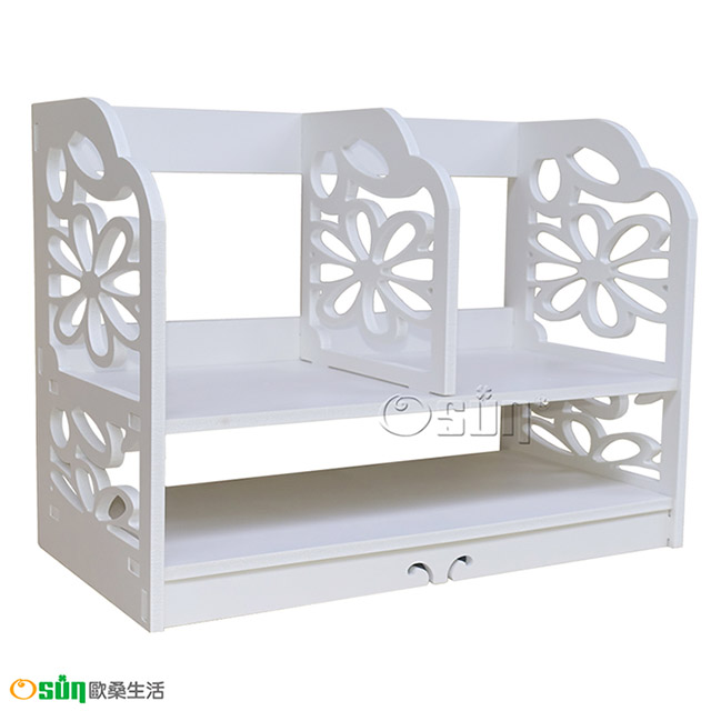 【Osun】DIY木塑板 白色雕花櫻花書架（無抽屜款 / CE178-YH40A）
