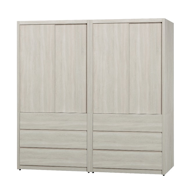 【MUNA】莫托斯6.4X7尺鋼刷白色推門衣櫥/衣櫃