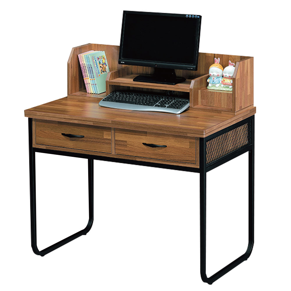 【文創集】派歐蒂 現代3.2尺二抽書桌/電腦桌組合(二色可選)