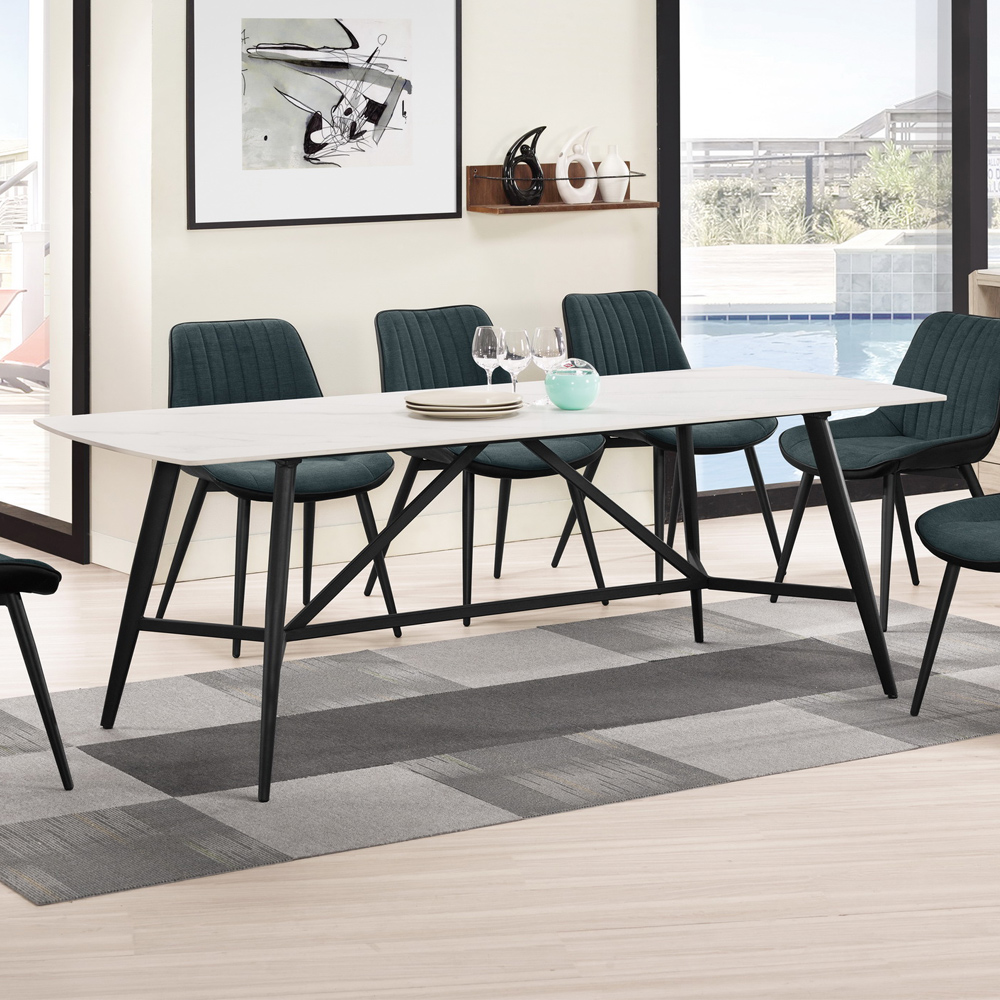 Boden-聖巴6.7尺工業風白色岩板餐桌/工作桌/長桌/會議桌