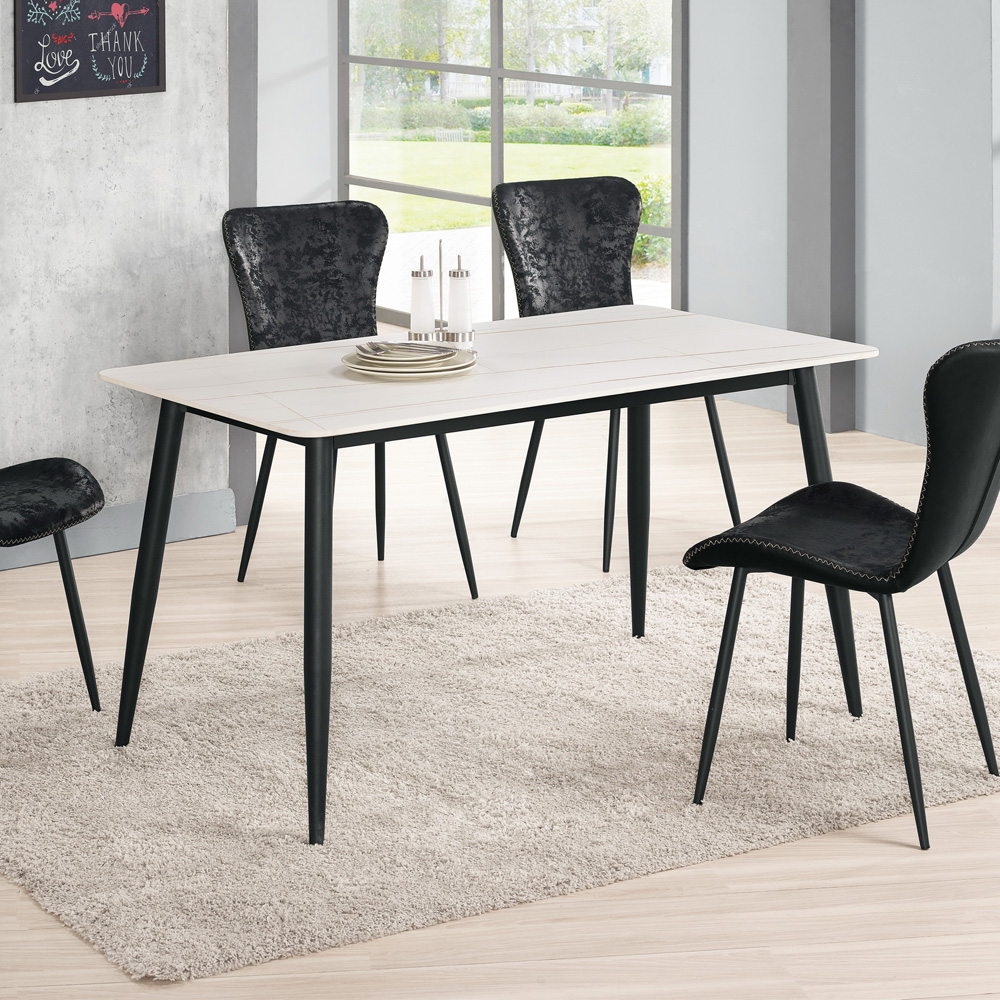 Boden-維基4.7尺工業風白色岩板餐桌/工作桌