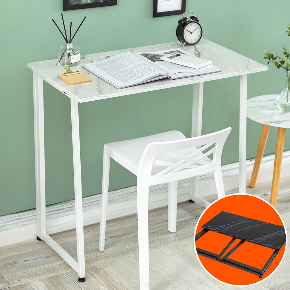 樂嫚妮 E1仿石紋免安裝折疊桌子/書桌/工作桌/辦公桌-桌長80cm-(2色)