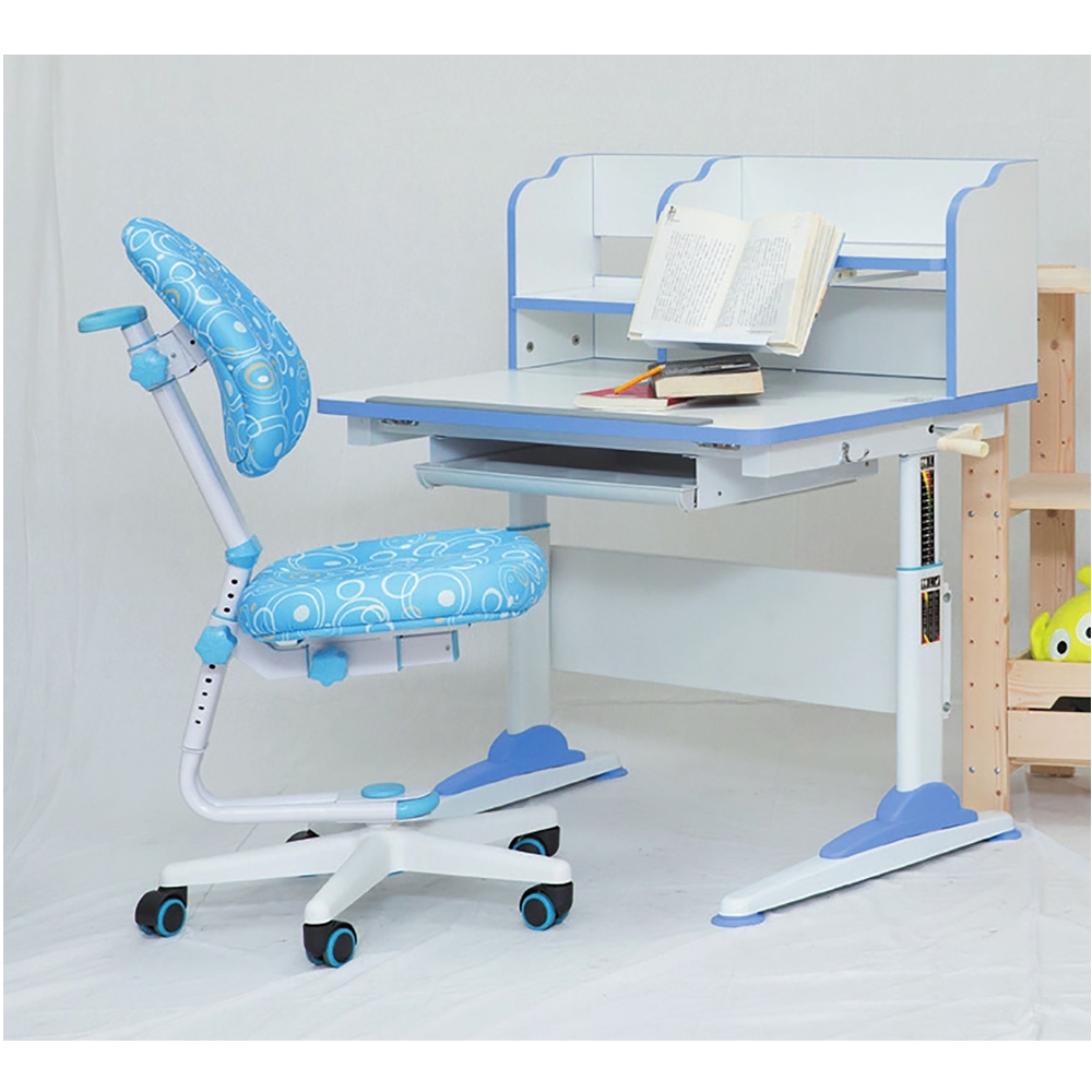 AS-艾維兒童可調式多功能藍色書架+書桌(不含椅)-90x60x56~81(兩色可選)