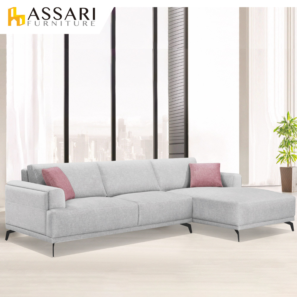 ASSARI-昆特貓抓絨布獨立筒L型沙發