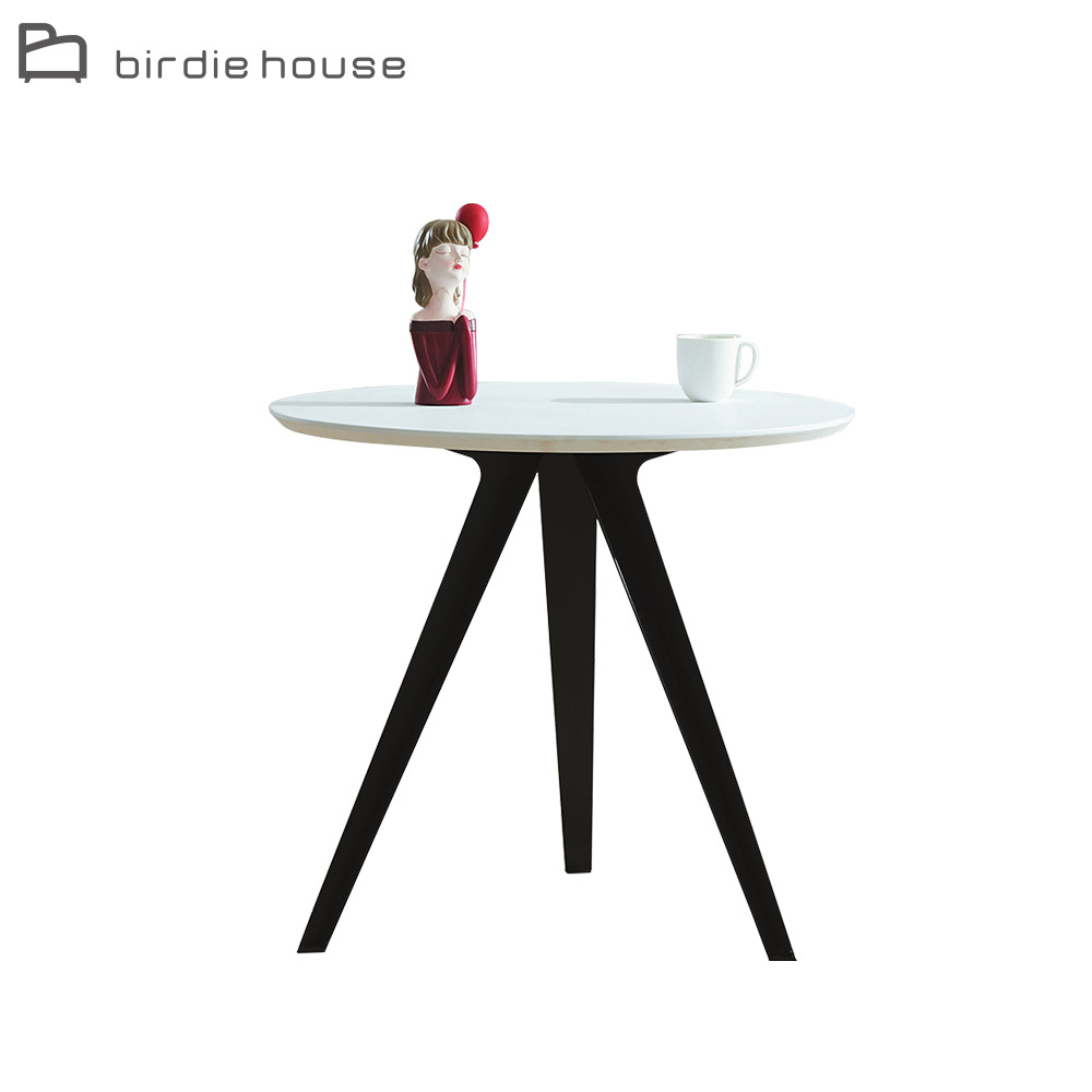 Birdie-皮爾工業風2.7尺白色圓形小餐桌/洽談桌/休閒桌