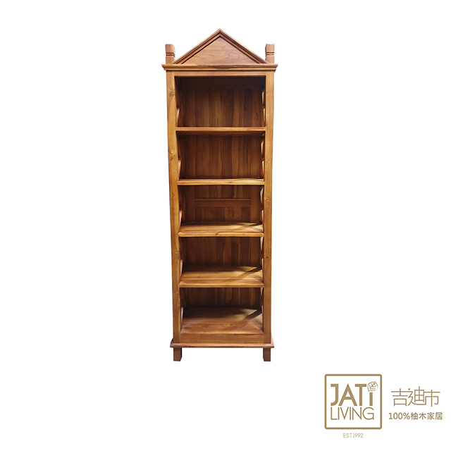 【吉迪市柚木家具】柚木塔狀鏤空五層書櫃 長68cm