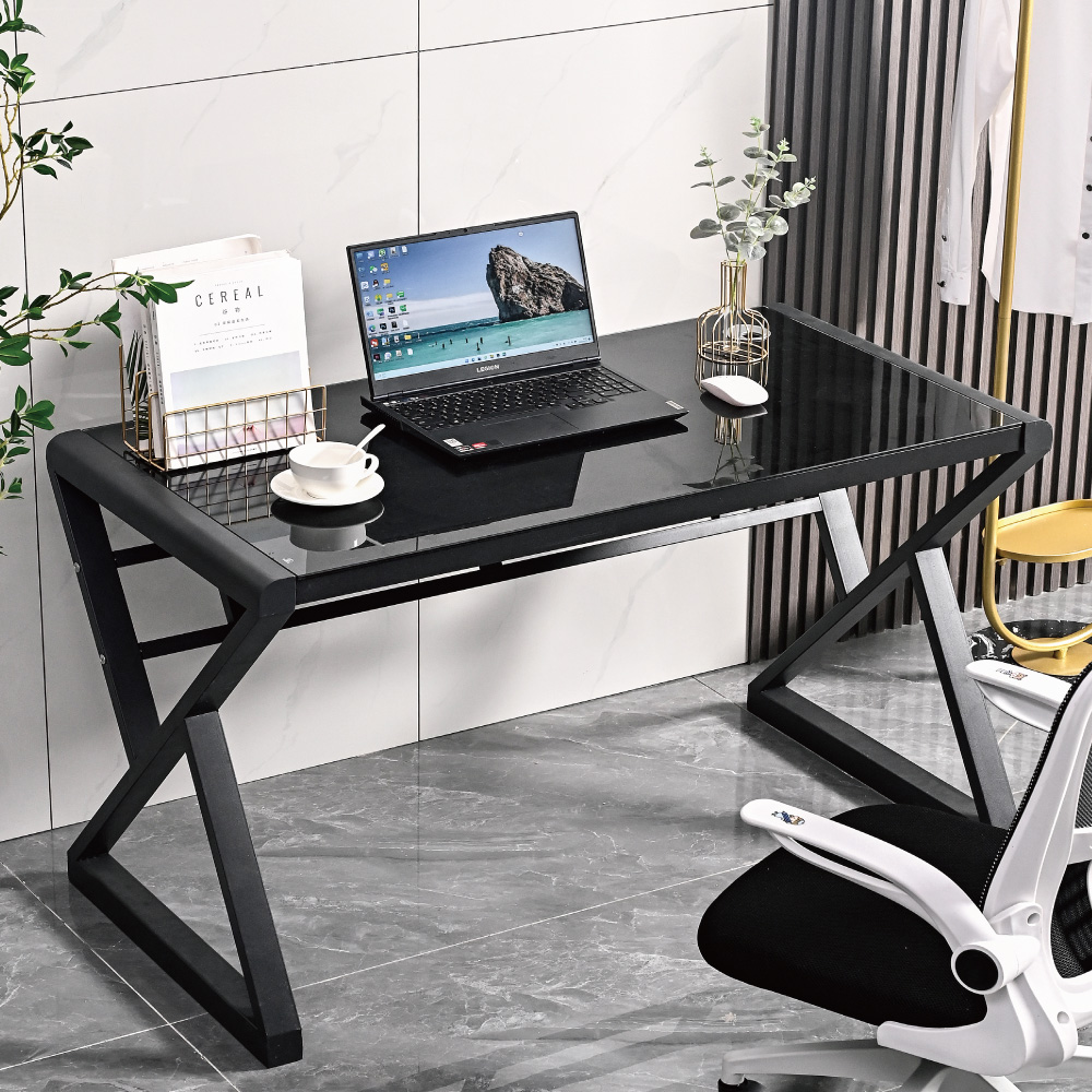 【慢慢家居】科技時尚超穩固鋼化玻璃電腦桌-120cm