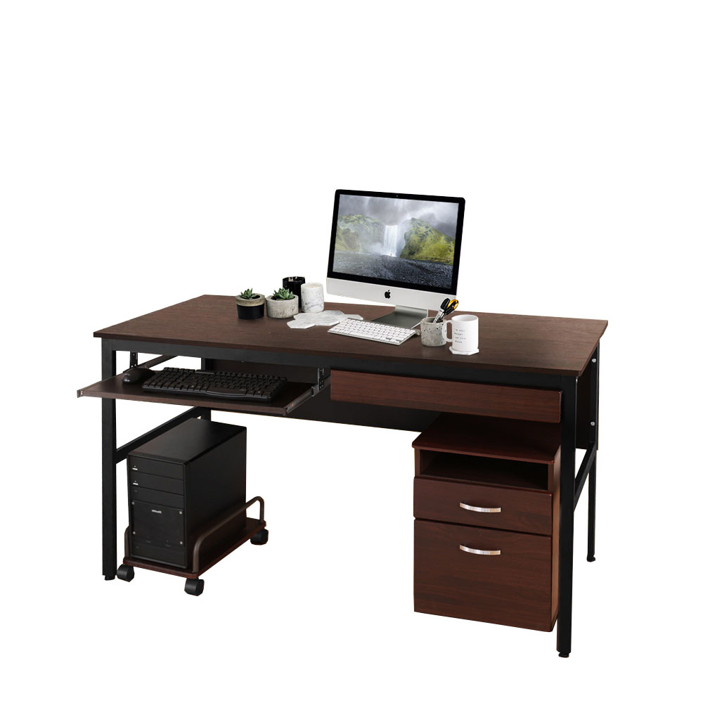 《DFhouse》巴菲特電腦辦公桌(3色)+1抽1鍵+主機架+活動櫃