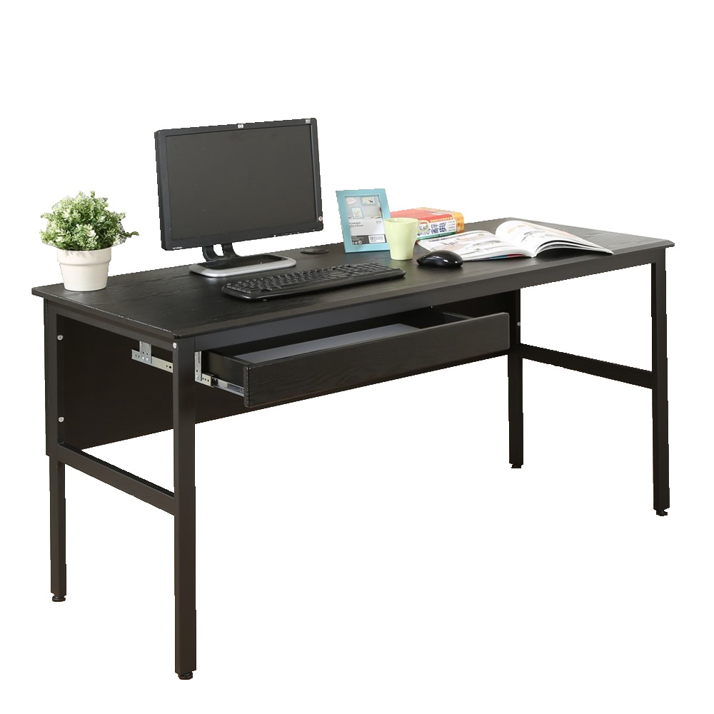 《DFhouse》頂楓150公分電腦辦公桌+1抽屜-黑橡木色