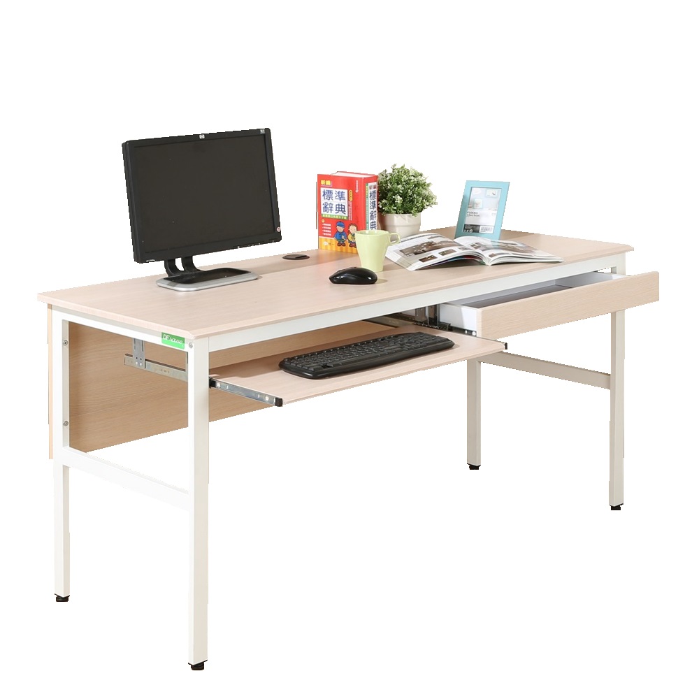 《DFhouse》頂楓150公分電腦桌+一抽一鍵-白楓木色
