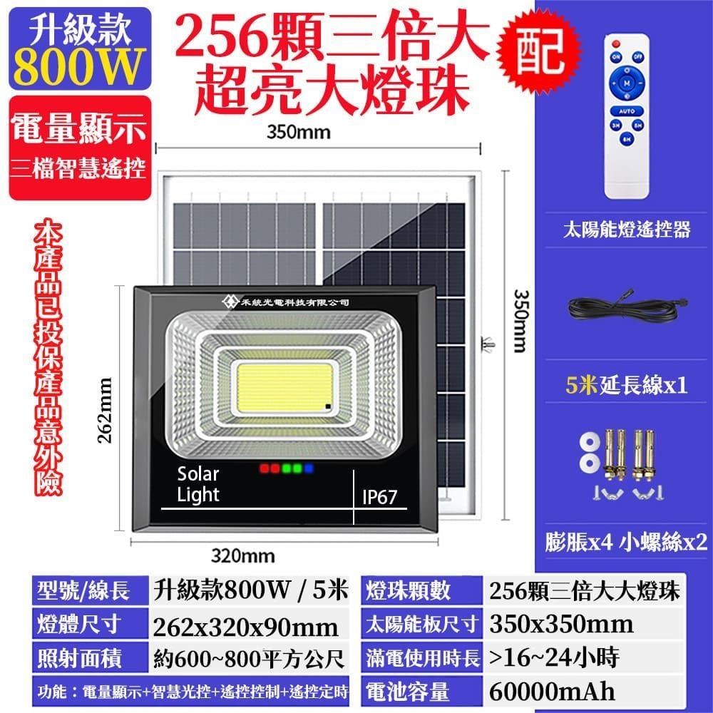 【禾統】增亮升級800W LED智能光控太陽能感應燈