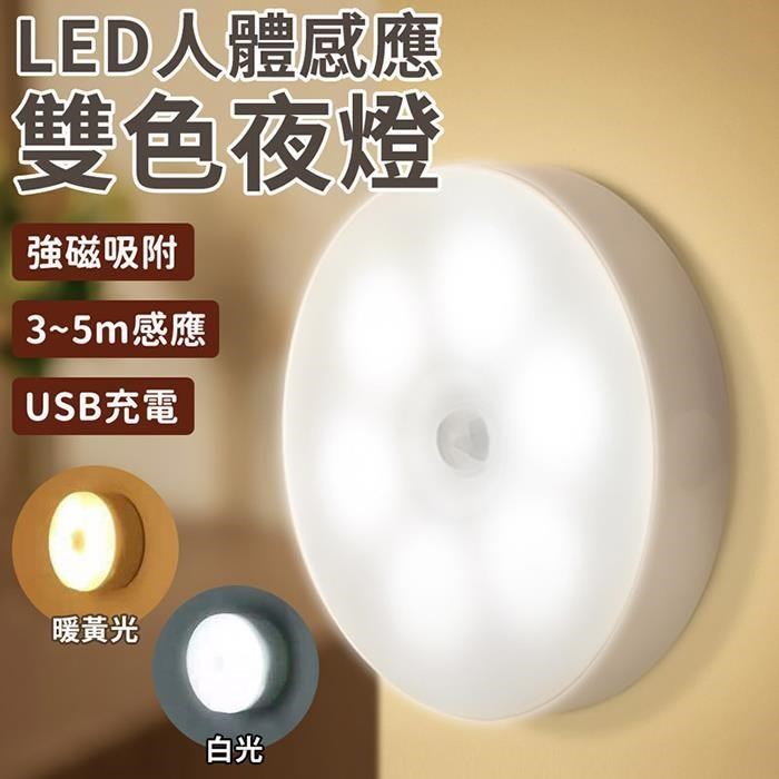 【EZlife】雙色充電式強磁吸附人體感應燈