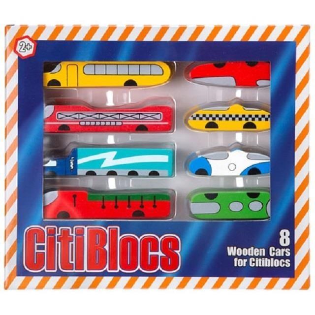 【美國CitiBlocs】骨牌創意積木-可愛車 (木製玩具) OBCTBCR8