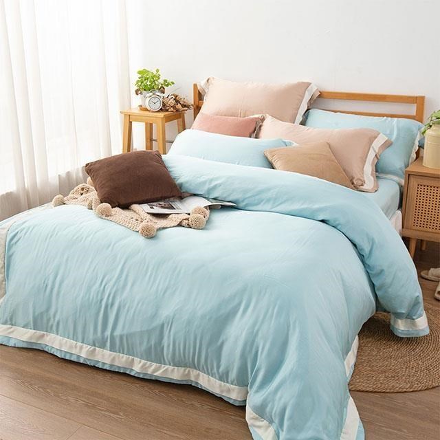 素色60支天絲兩用被床包枕套四件組 / 溫柔藍 (5×6.2尺)