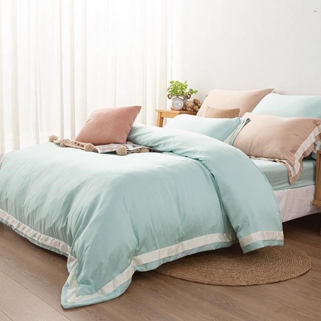素色60支天絲兩用被床包枕套四件組 / 菁蒂綠 (5×6.2尺)
