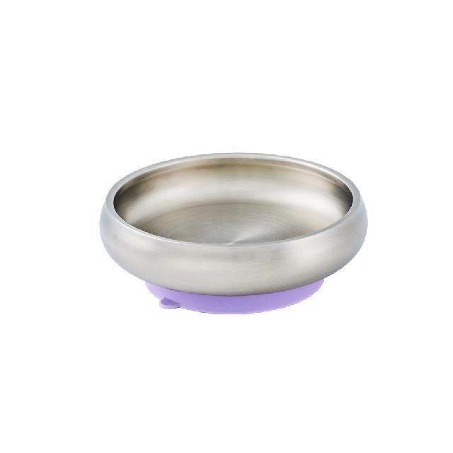 美國 little.b 316雙層不鏽鋼寬口麥片吸盤碗-夢幻紫