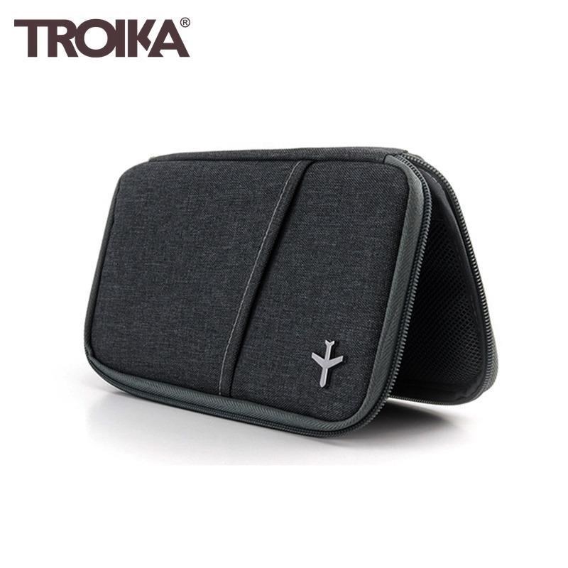 德國TROIKA防盜護照包TRV20/GY防感應卡夾設計款隨身包錢包(防RFID.防NFC竊盜)