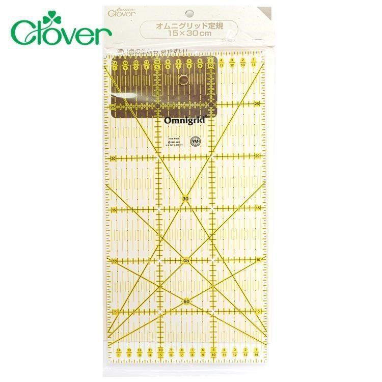 日本可樂牌Clover雙色拼布尺15×30cm定規尺57-622平行線尺30°45°60°斜角線條尺