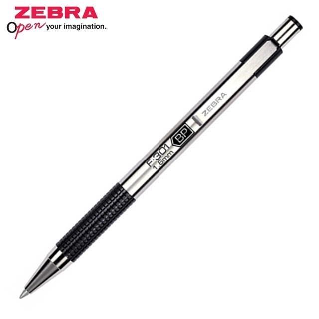 日本ZEBRA不銹鋼原子筆F-301 1.6mm BP(筆芯：黑色1.6mm油性)美版,平行輸入