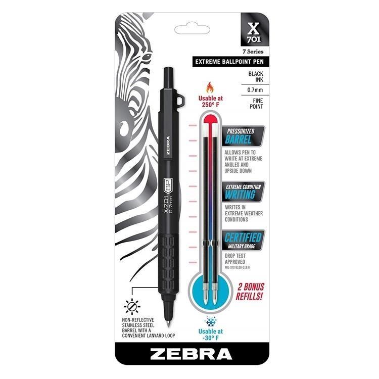美版ZEBRA耐候加壓不鏽鋼原子筆X-701 29811(表面霧面塑料;0.7mm替芯和吊環)