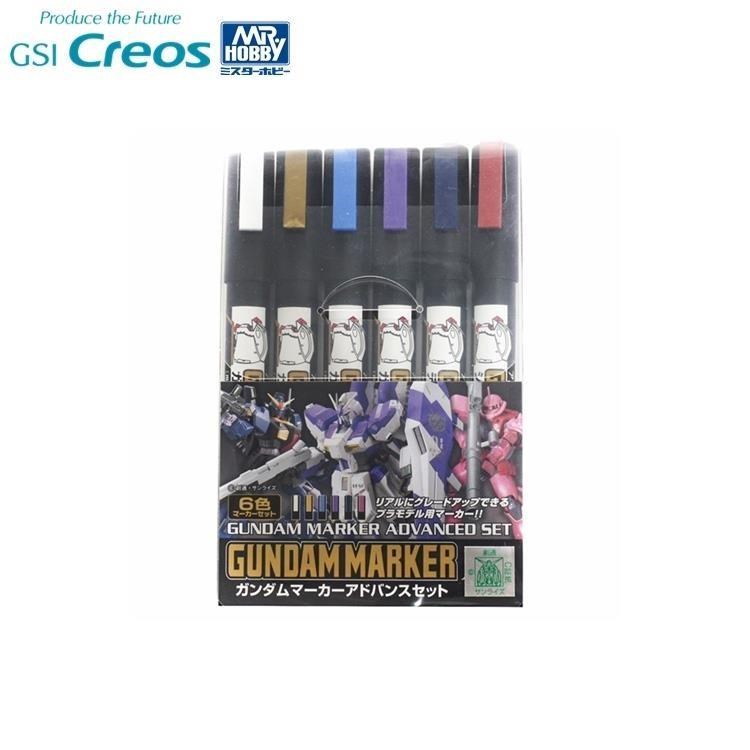 日本MR.HOBBY Gsi Creos鋼普拉筆鋼彈筆Gundam Marker進階6色彩色筆組GMS-124