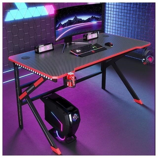 PMGSHOP RGB碳纖維黑電競桌電腦桌 工作桌(100CM)