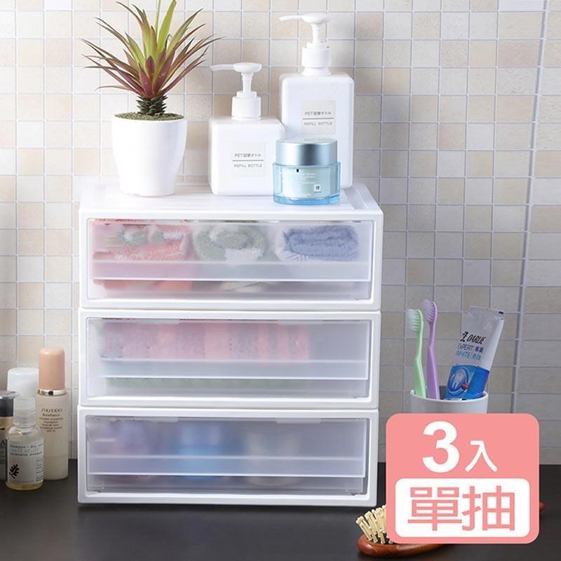 《真心良品》KEYWAY面寬27.5cm單抽屜桌上型收納盒2.8L-3入