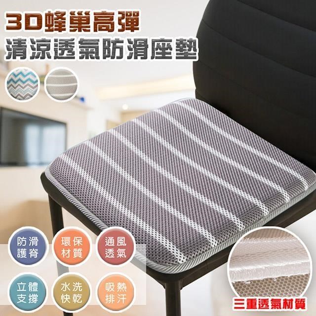 【EZlife】3D蜂巢高彈清涼透氣防滑座墊