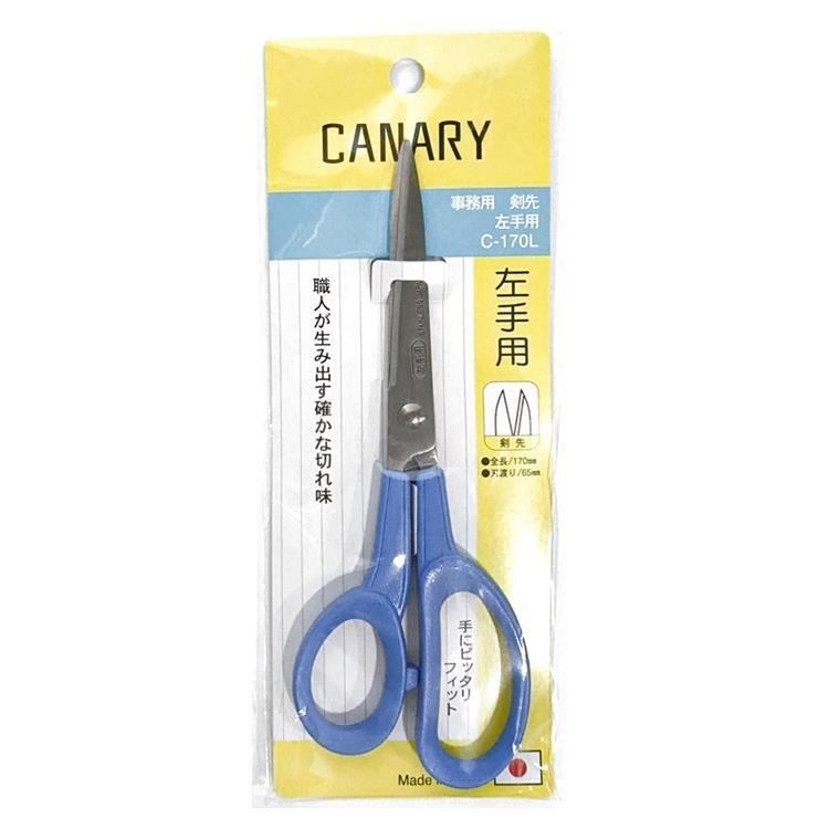 日本製造CANARY不鏽鋼左手專用劍先事務剪刀C-170L左手剪刀左撇子剪刀長谷川刃物