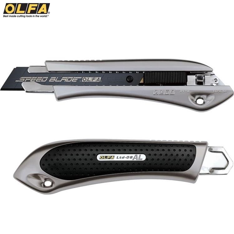 日本OLFA極致系列特専黑刃大型美工刀LTD-AL-LFB銀色磨砂(自動鎖定18mm刀片)