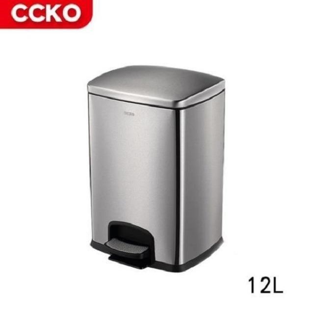 【CCKO】不銹鋼家用腳踩腳踏式垃圾桶12L(不鏽鋼垃圾桶/腳踏靜音/客廳/廚房/衛浴)