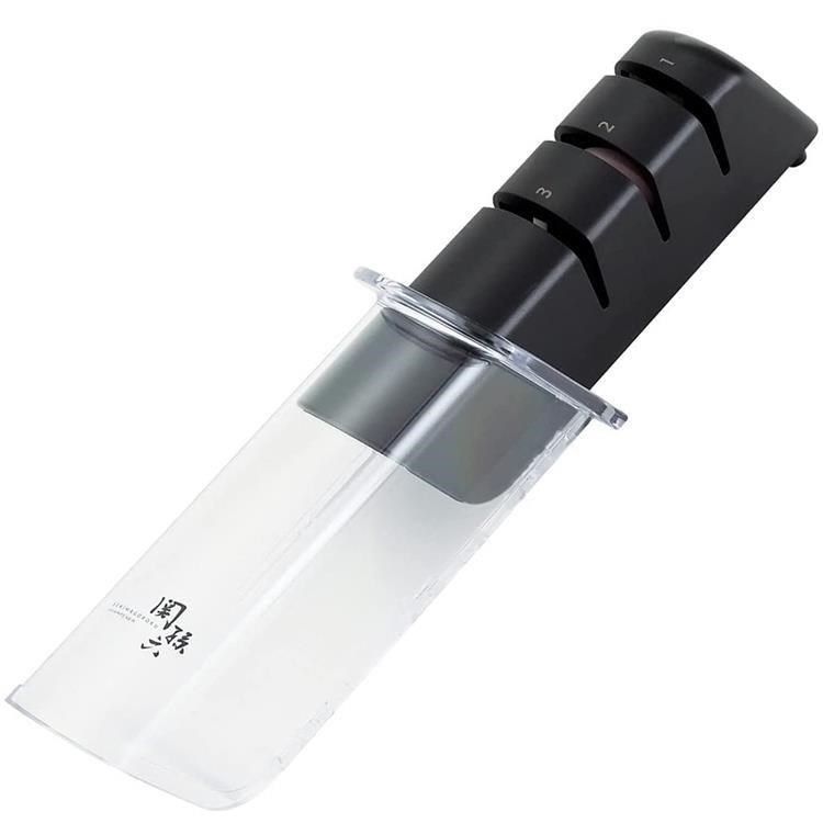 日本貝印KAI關孫六家用簡易手動磨刀器AP-0308(三段式工法;雙薄刃菜刀專用)