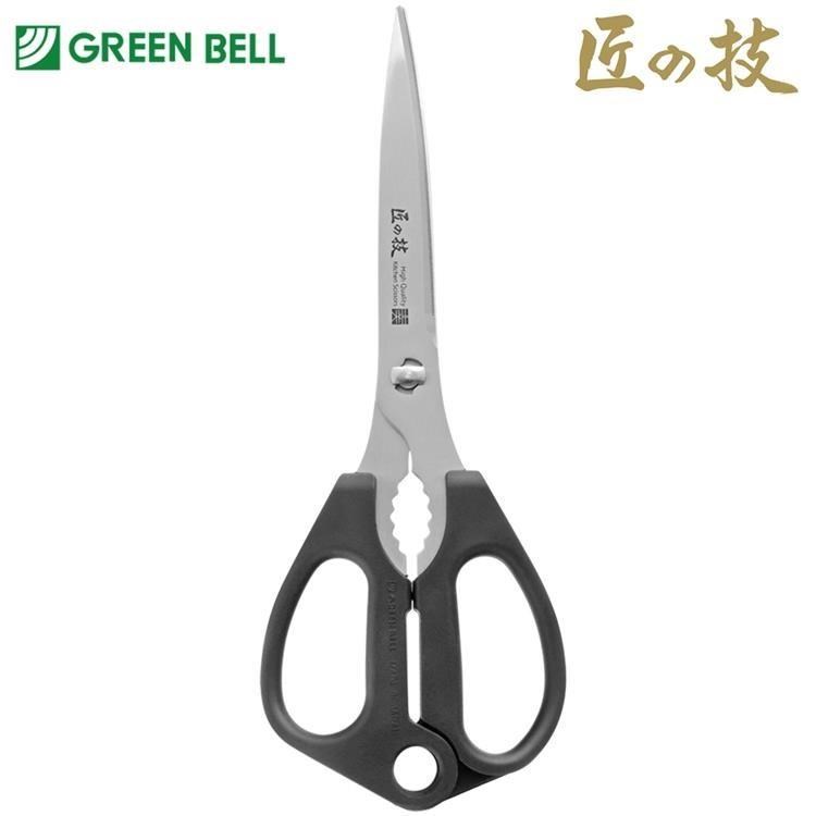 日本製GREEN BELL匠之技可拆式10cm不鏽鋼刀刃長廚房剪刀G-2033(多功能)
