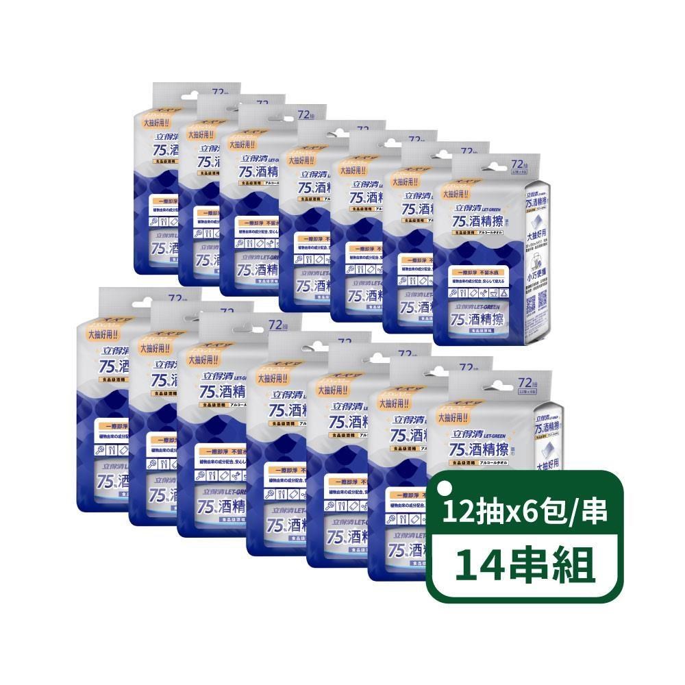 【立得清】抗菌隨身包75%酒精擦濕巾迷你包-12抽x6包入；14串組