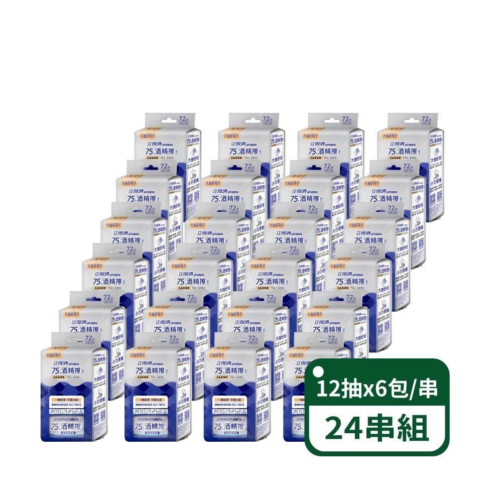 【立得清】抗菌隨身包75%酒精擦濕巾迷你包-12抽x6包入；24串組