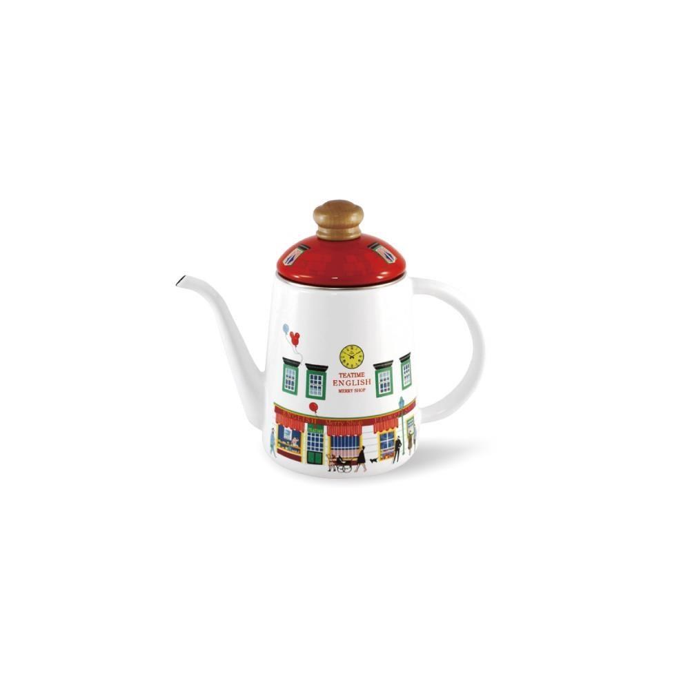 【FUJIHORO 富士琺瑯】英倫午茶系列 1.0L琺瑯手沖壺-紅色小舖
