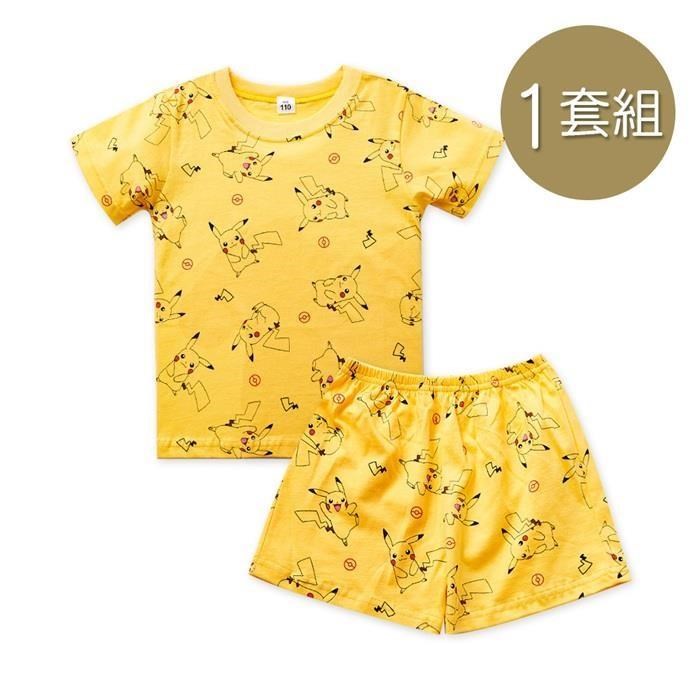 寶可夢 皮卡丘純棉兒童短袖套裝 居家睡衣 -110cm~140cm-1件組