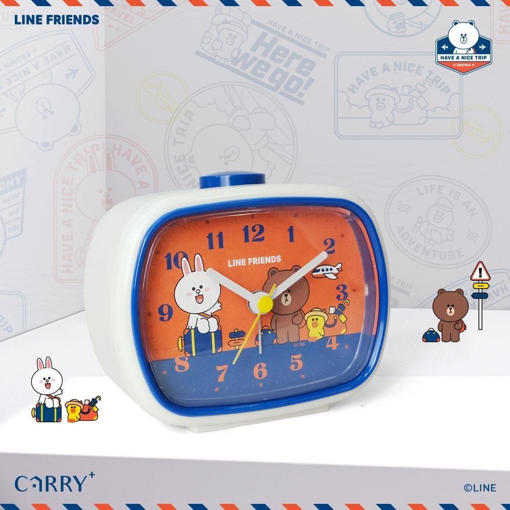【CarryPlus】LINE FRIENDS-愛旅行鬧鐘 熊大兔兔莎莉 (靜音機芯/台灣團隊製作)