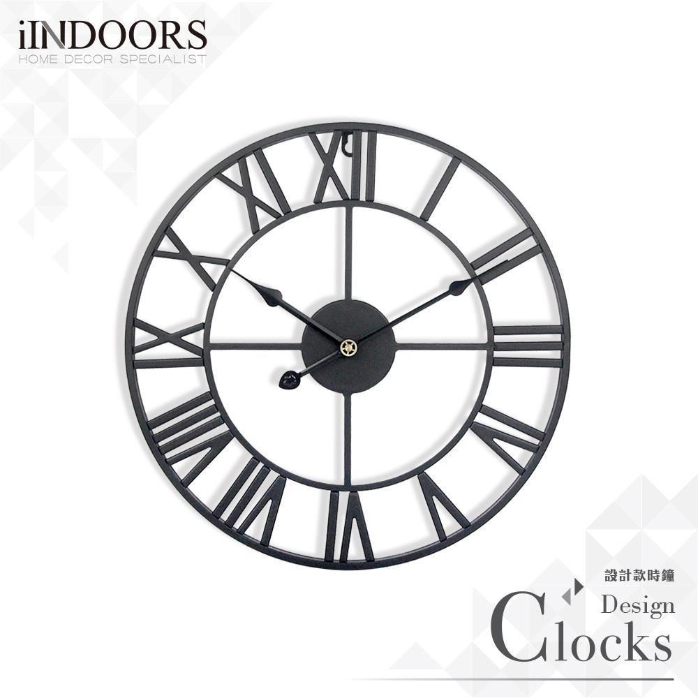 工業設計時鐘-黑色烤漆40cm