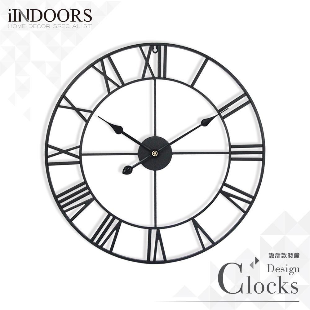 工業設計時鐘-黑色烤漆60cm
