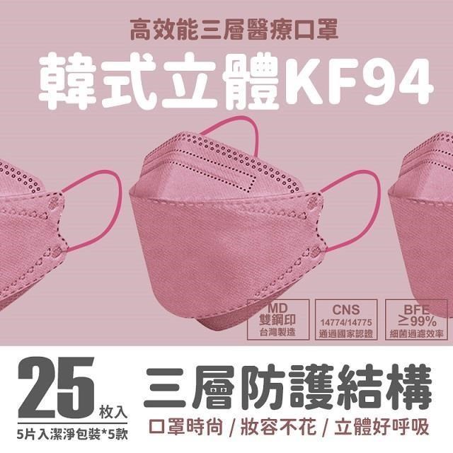 【Homey】韓式立體莫蘭迪KF94口罩25入