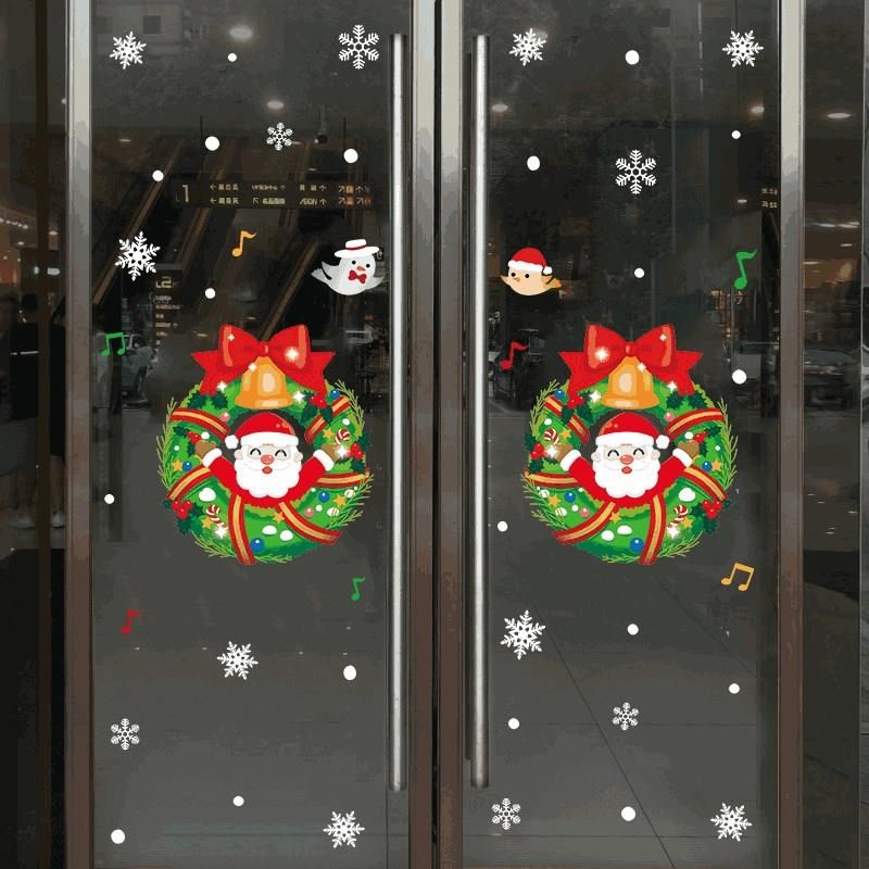玻璃靜電貼【Loviisa 聖誕門窗花圈】聖誕靜電貼 無痕窗貼 靜電貼