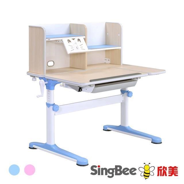 【SingBee 欣美】DIY-非凡成長L桌+105桌上書架-兒童書桌椅/成長桌椅組/台灣製