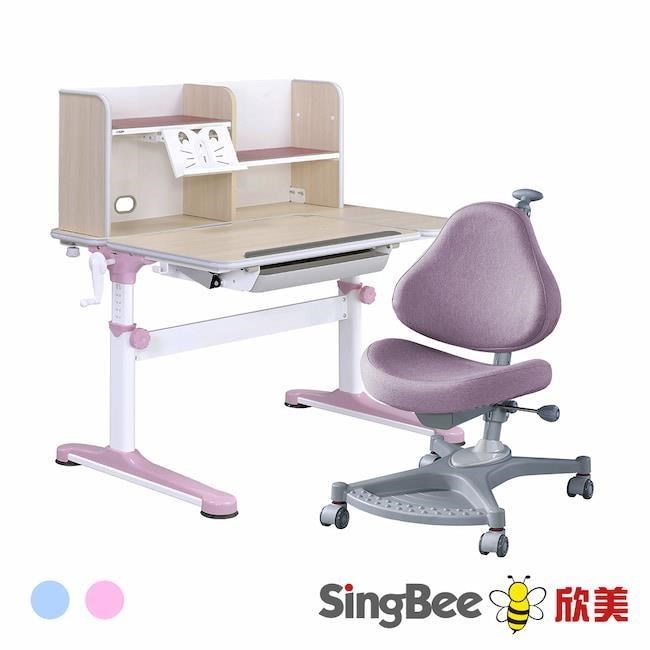 【SingBee 欣美】DIY-非凡成長L桌+105桌上書架+139S椅-兒童書桌椅/台灣製