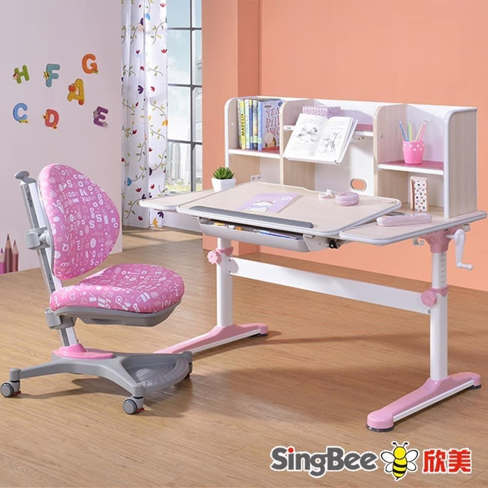 【SingBee 欣美】DIY-非凡成長U桌+120桌上書架+138椅-兒童書桌椅/成長桌椅