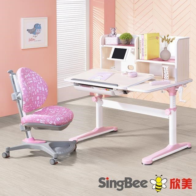【SingBee 欣美】DIY-非凡成長L桌+105桌上書架+138椅-兒童書桌椅/台灣製