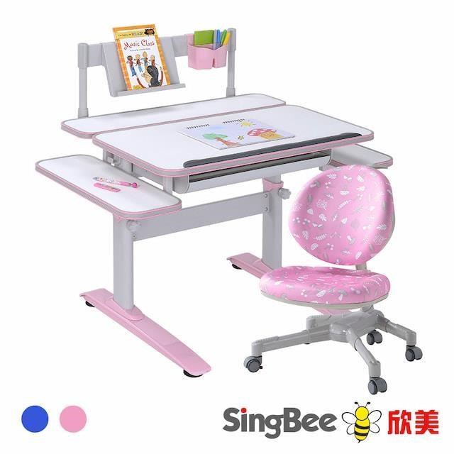 【SingBee 欣美】LeTaHo喜學兒 手拉升降雙板桌+126椅-兒童書桌