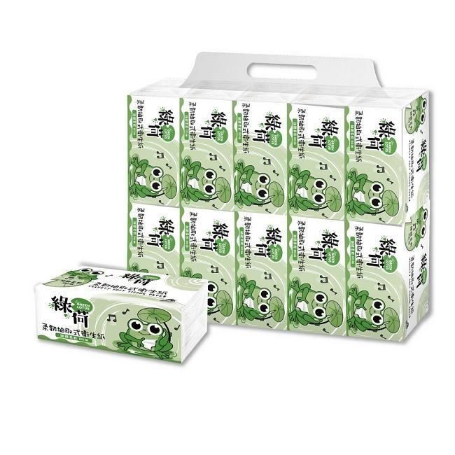 綠荷柔韌抽取式花紋衛生紙100抽X100包/箱